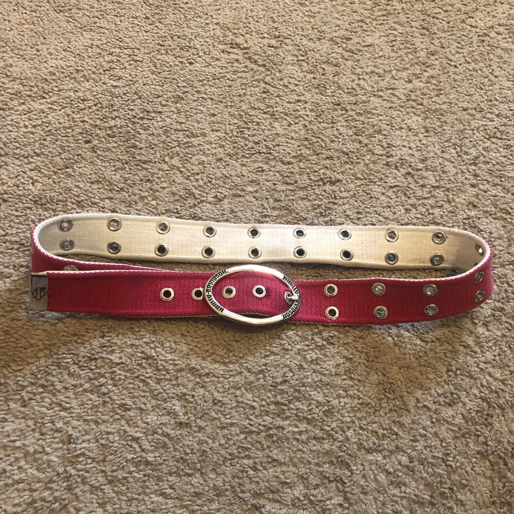 Women’s Harley Davidson reversible belt pink/white